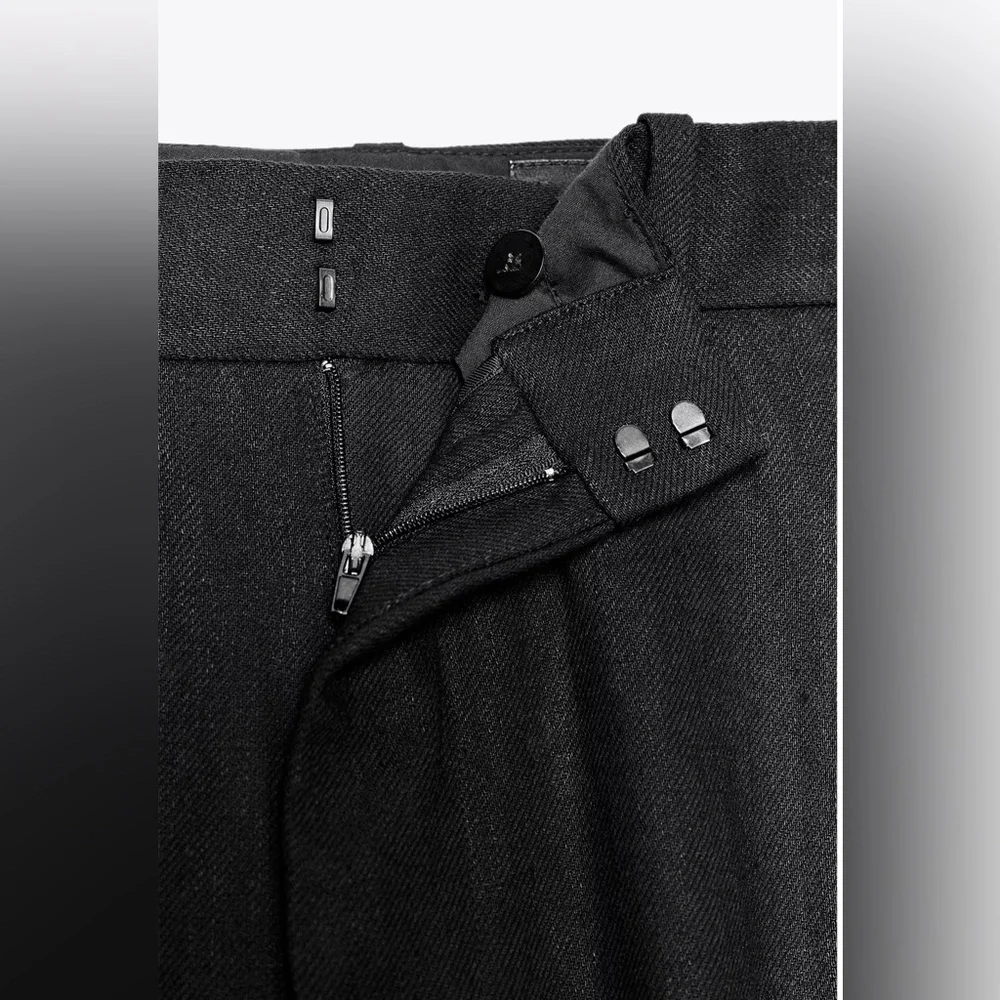 Zara Linen Blend Buckle Pants ZW Collection